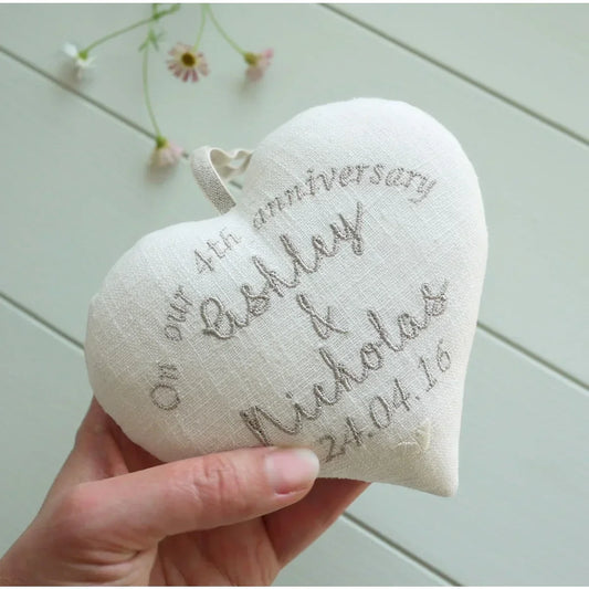 4th Linen Wedding Anniversary | Personalised Heart and Gift Box Bundle