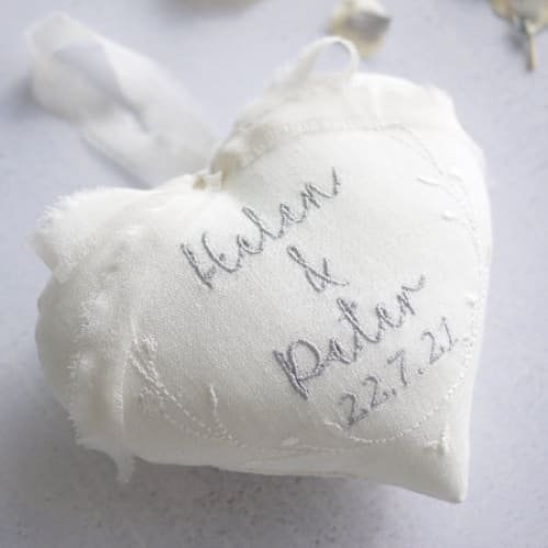 Embroidered Personalised Wedding Day Gift Heart