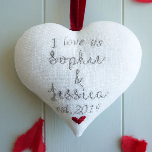 Personalised ’I Love Us ’ Linen Heart Gift