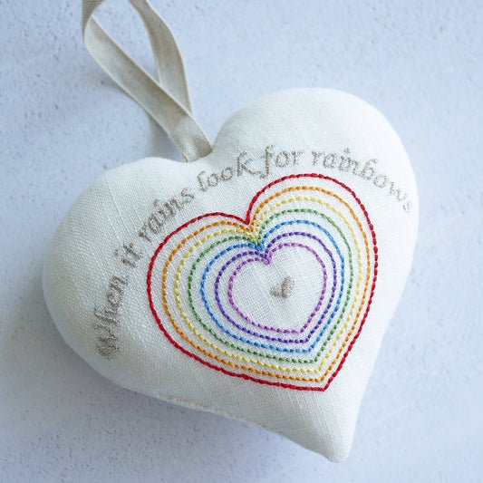 Personalised Rainbow Heart Gift – Handmade Embroidered Keepsake