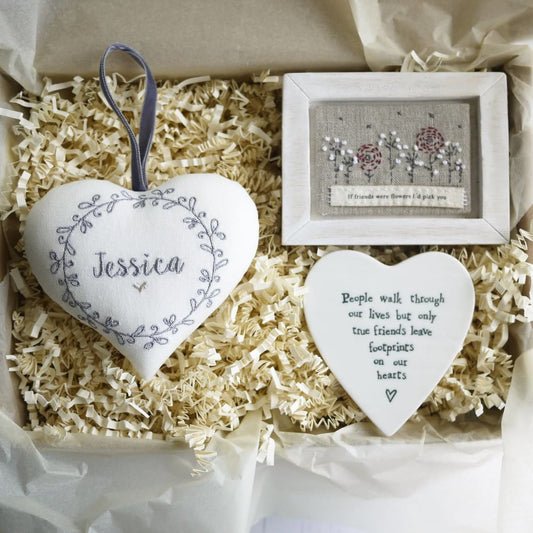 Best Friends Embroidered Heart Gift with Picture and Coaster